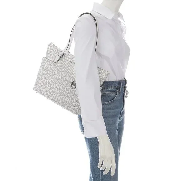 Michael Kors Jet Set East West Top Zip Signature Logo Tote Bag - Picture 11 of 11